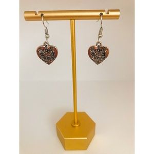 Silver Heart Shaped Fishhook Style Earrings